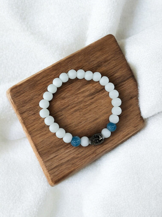 Bracelet homme tête de mort blanc bleu
