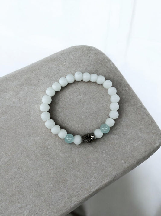 Bracelet homme tête de mort blanc bleu clair