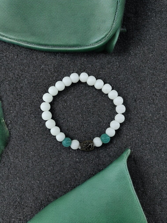 Bracelet homme tête de mort blanc bleu turquoise