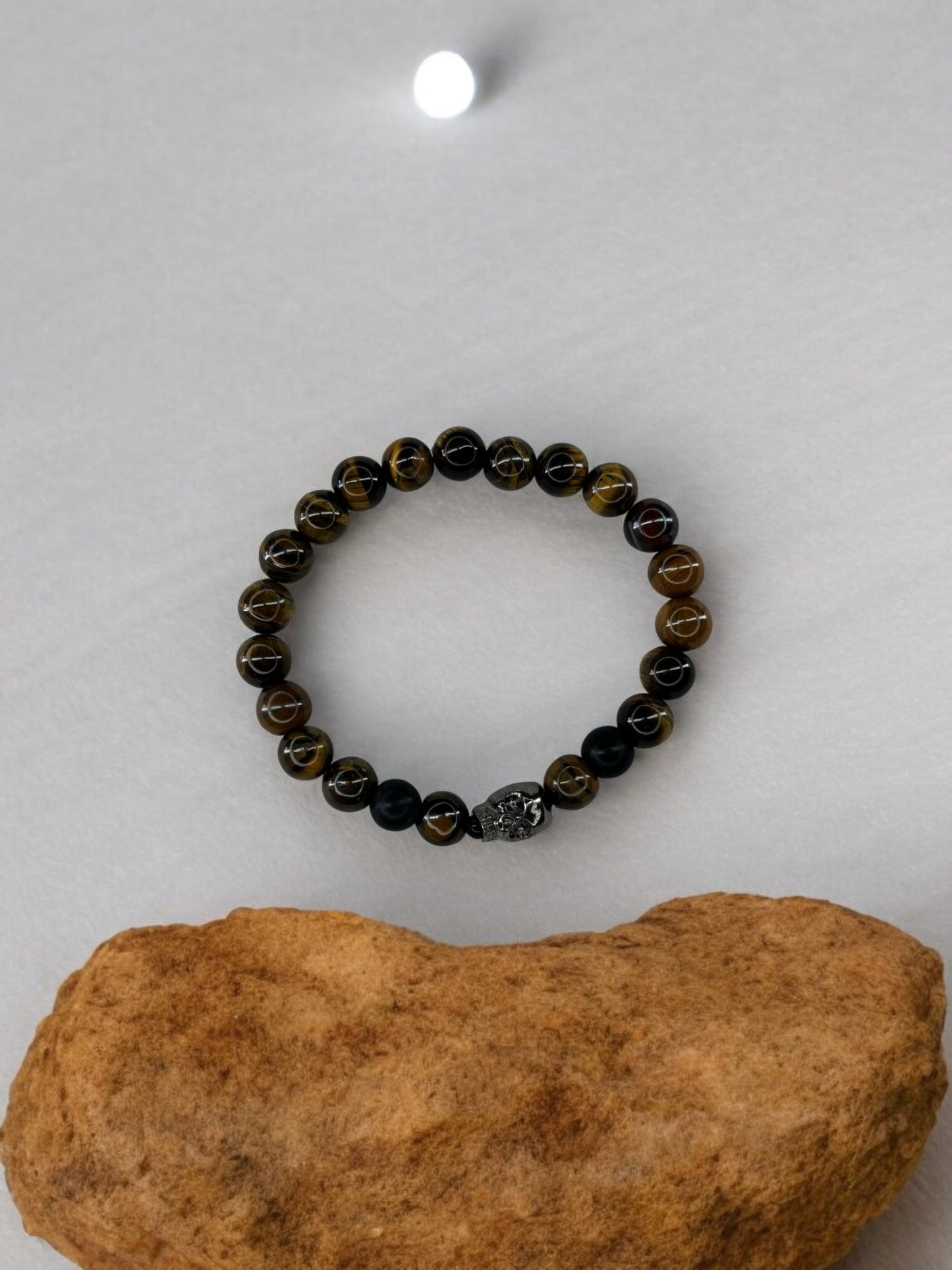 Bracelet homme tête de mort marron noir