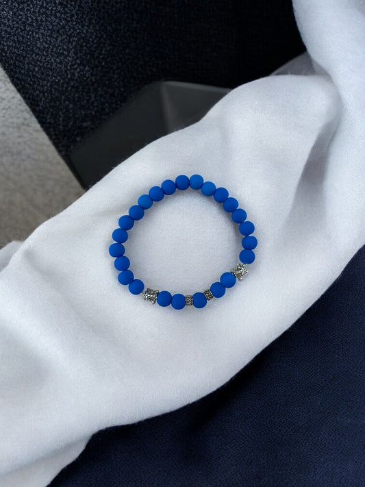 Bracelet homme tortue argent perle bleu