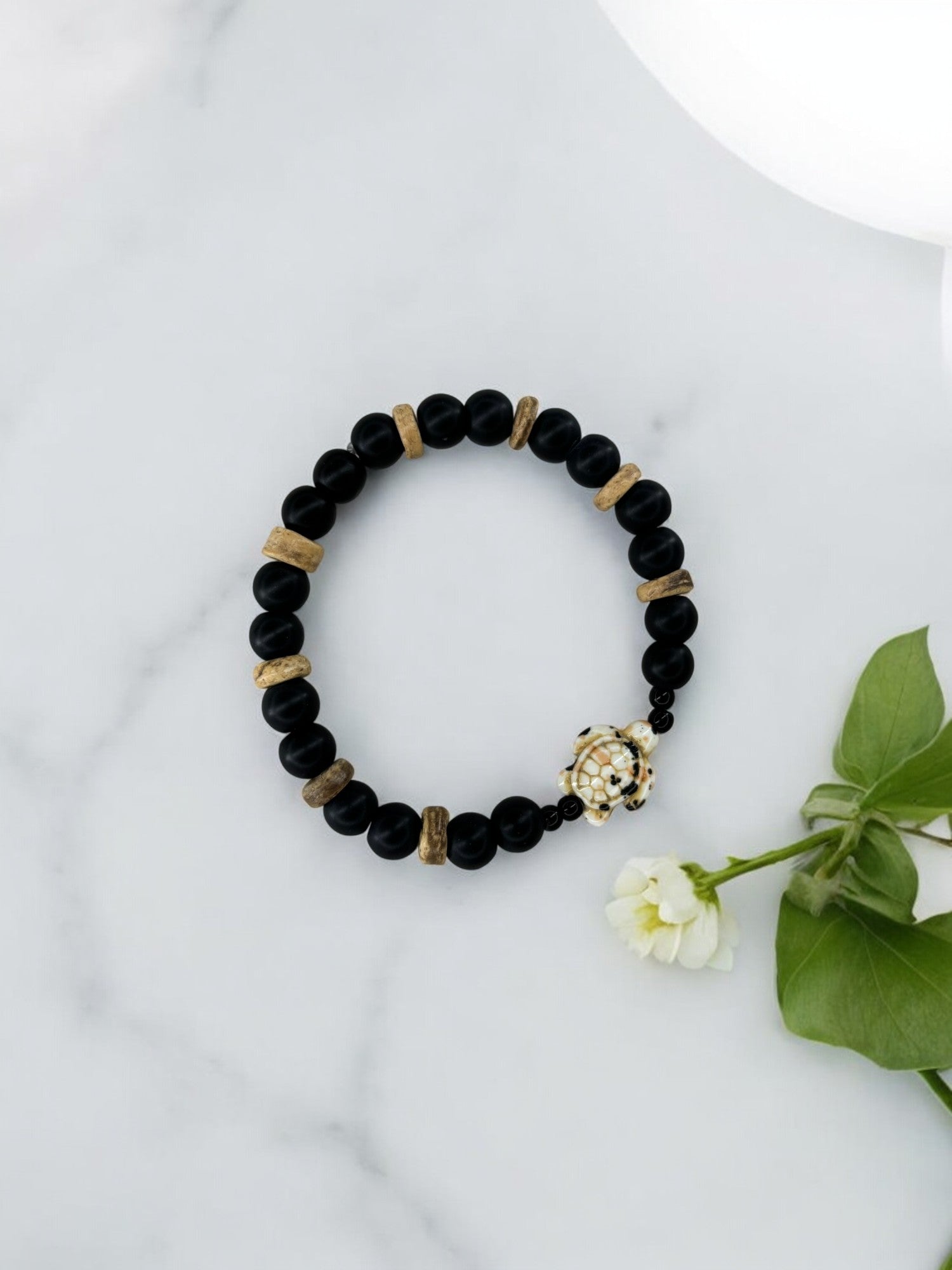 Bracelet homme tortue perle noir bois