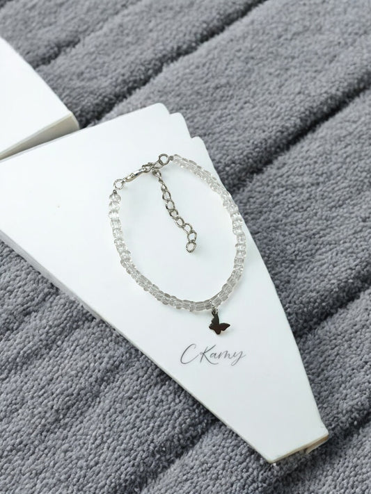 Bracelet papillon rocaille transparent