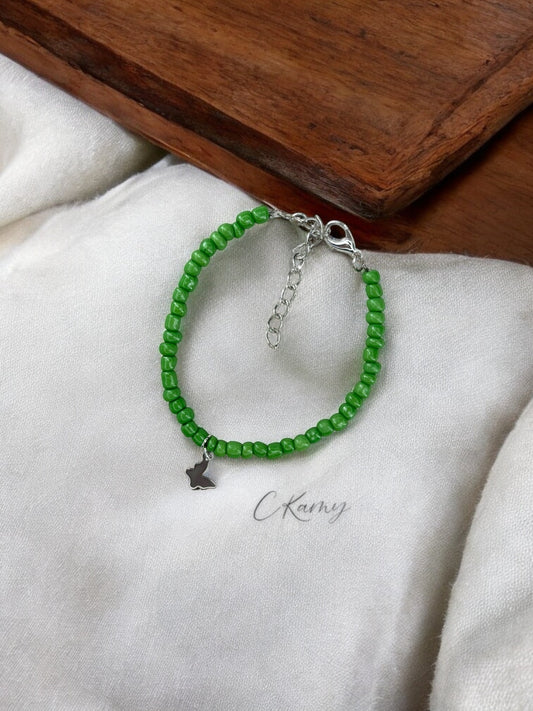 Bracelet papillon rocaille vert canard