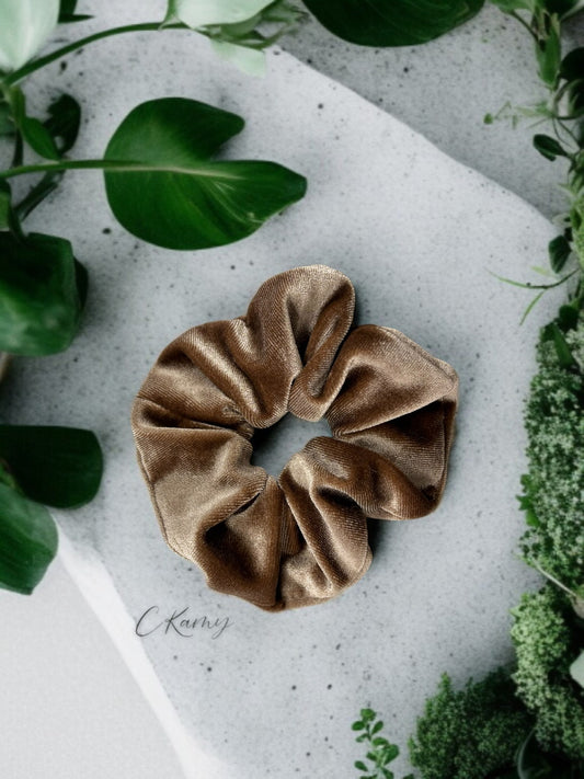 Chouchou velours marron clair