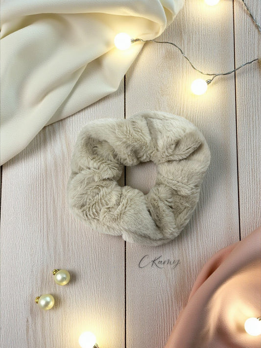Chouchou velours tout doux beige
