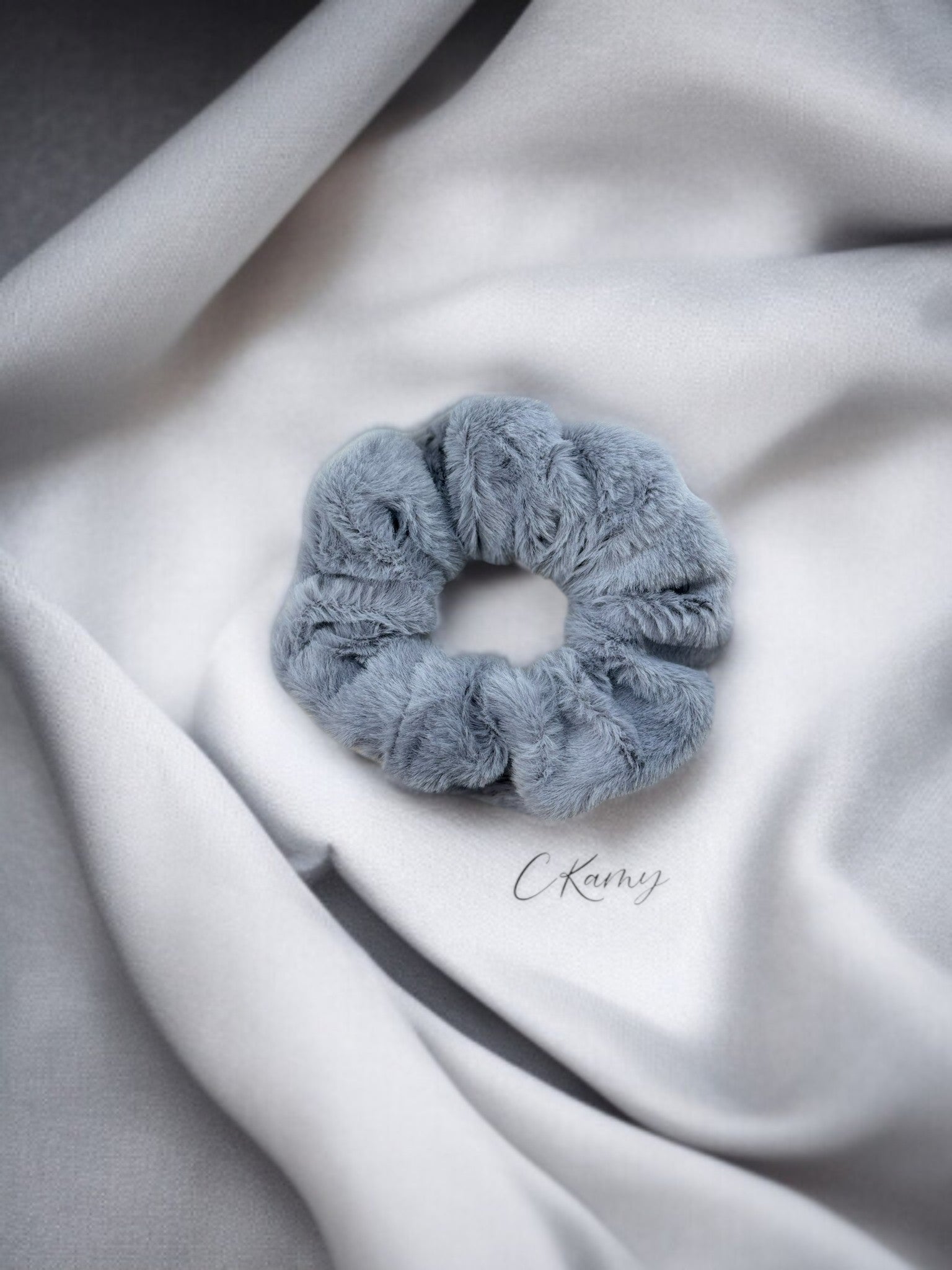 Chouchou velours tout doux gris