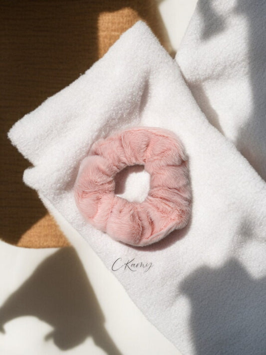 Chouchou velours tout doux rose 