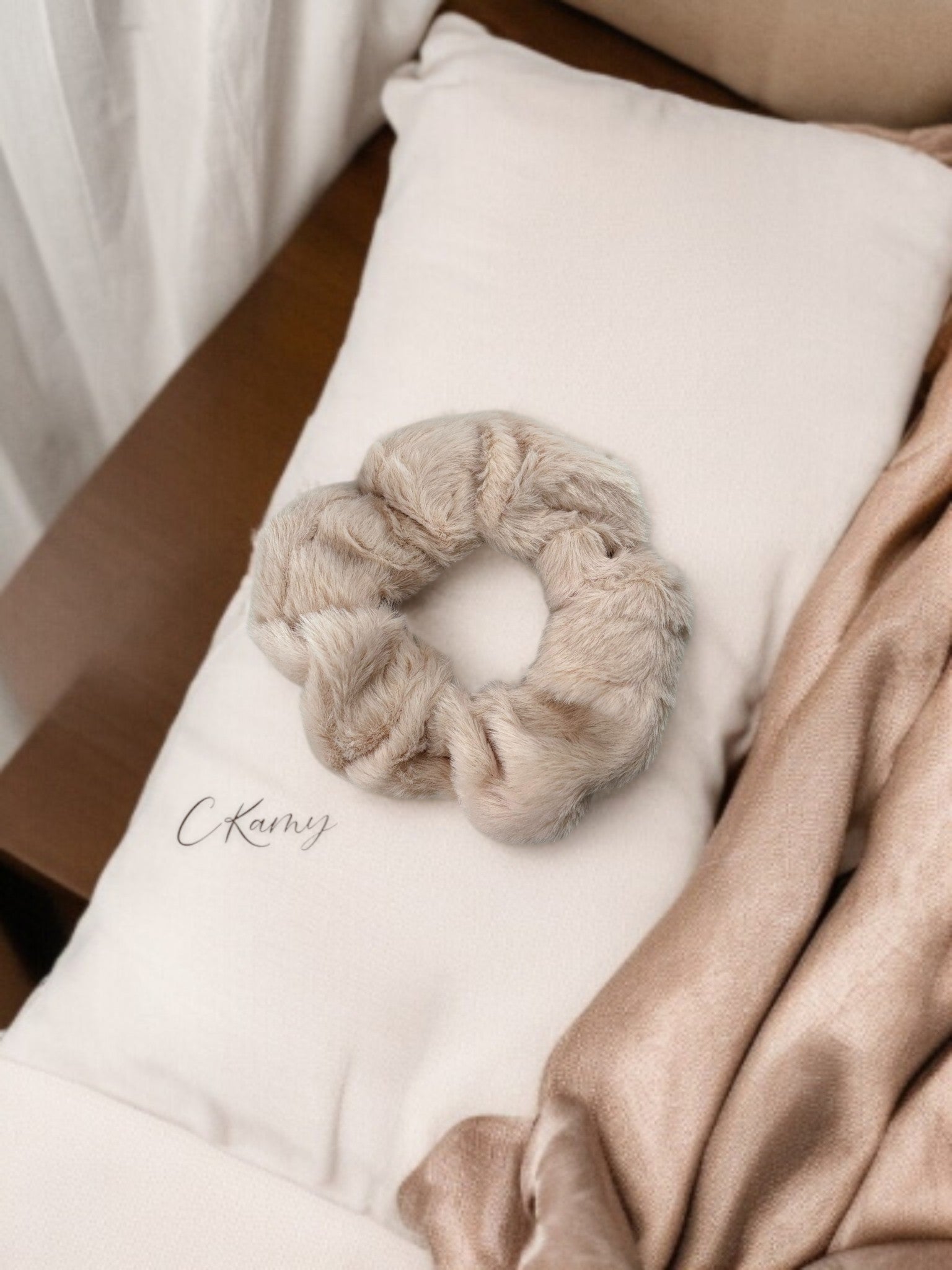Chouchou velours tout doux rose clair