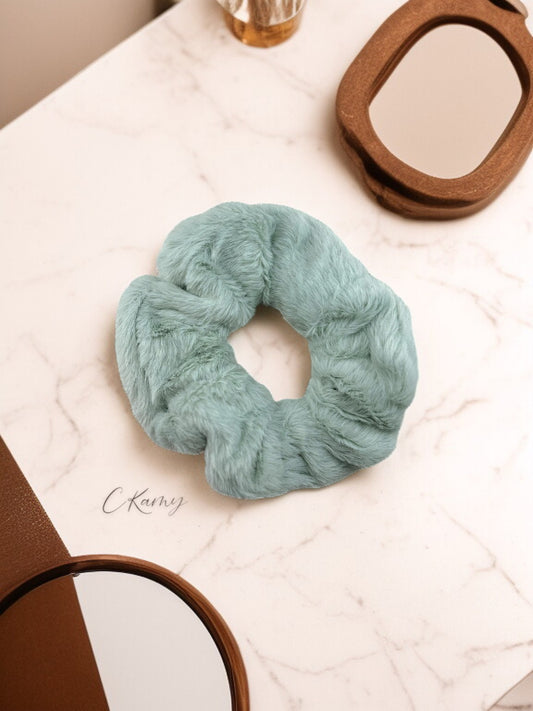 Chouchou velours tout doux vert 