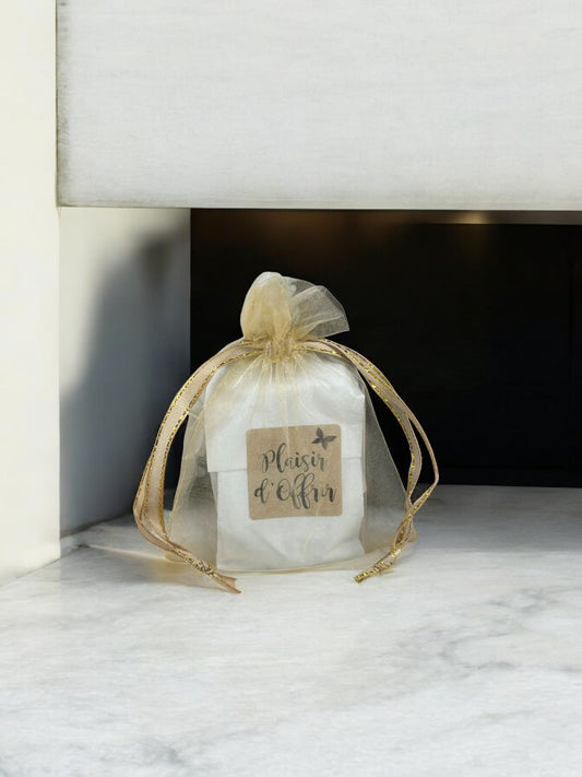 Pochette en tissu, emballage cadeau réutilisable. Modèle : Beige.