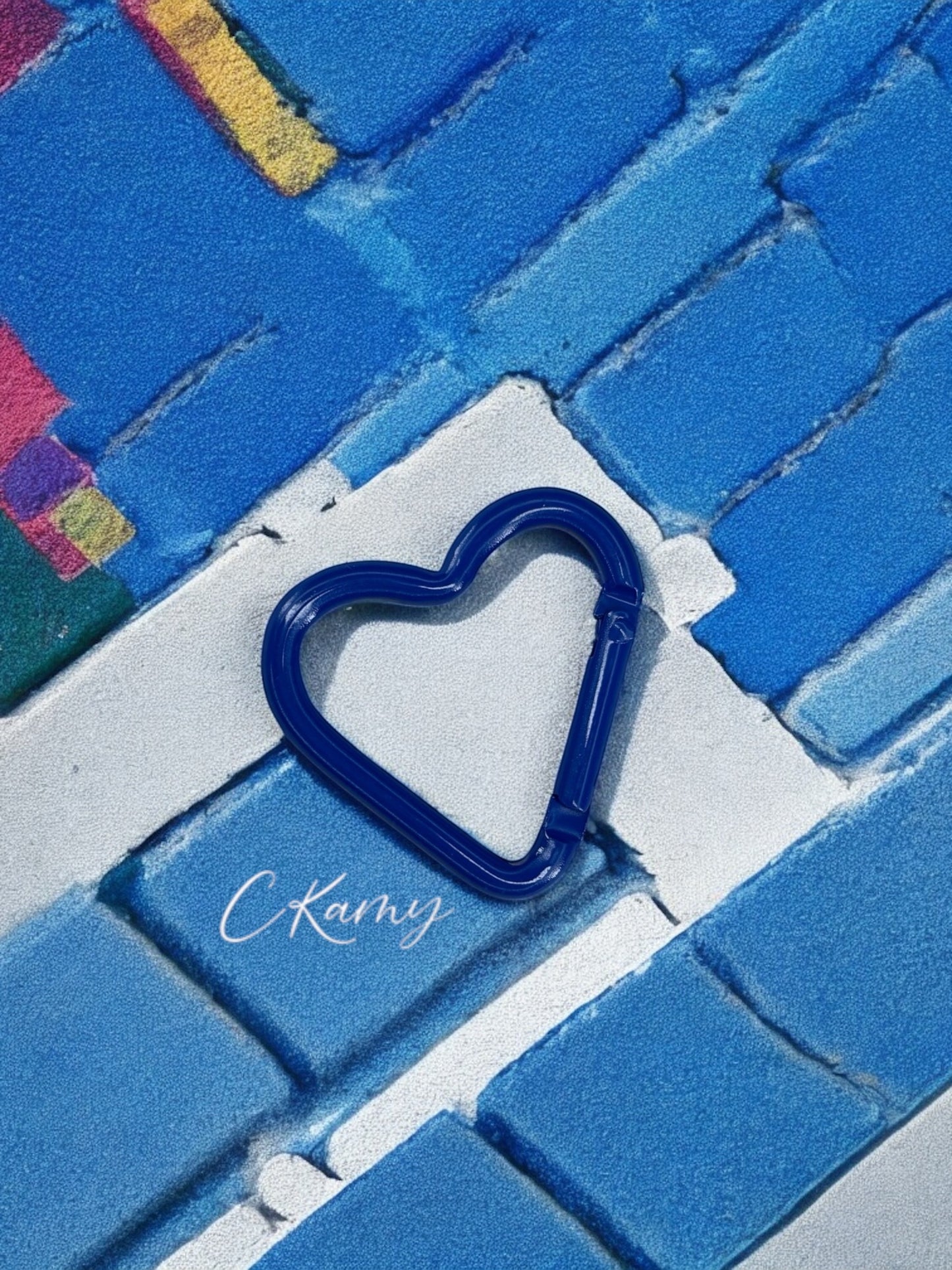 Mousqueton coeur bleu foncé