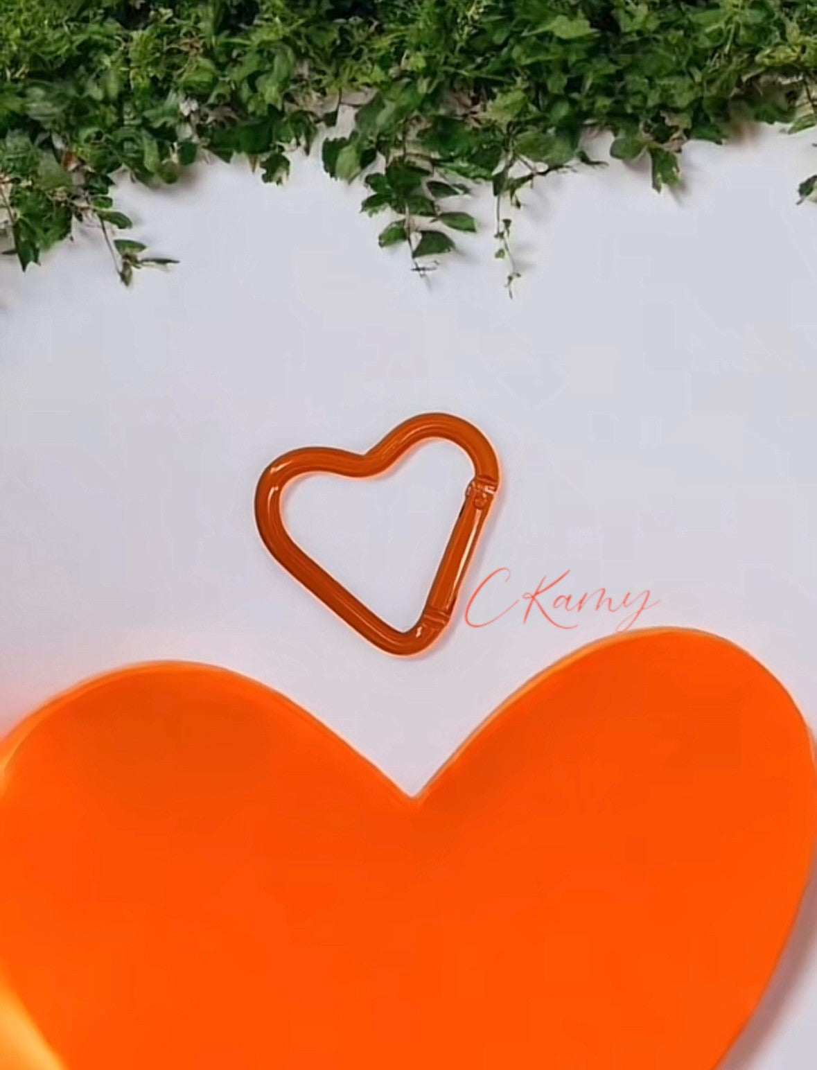Mousqueton coeur orange