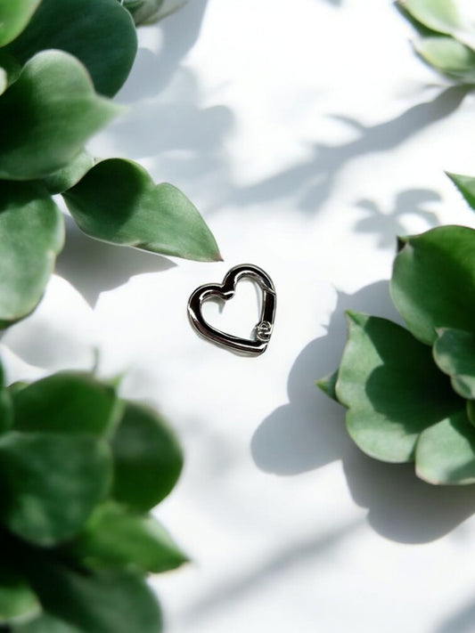 Mousqueton petit coeur argent