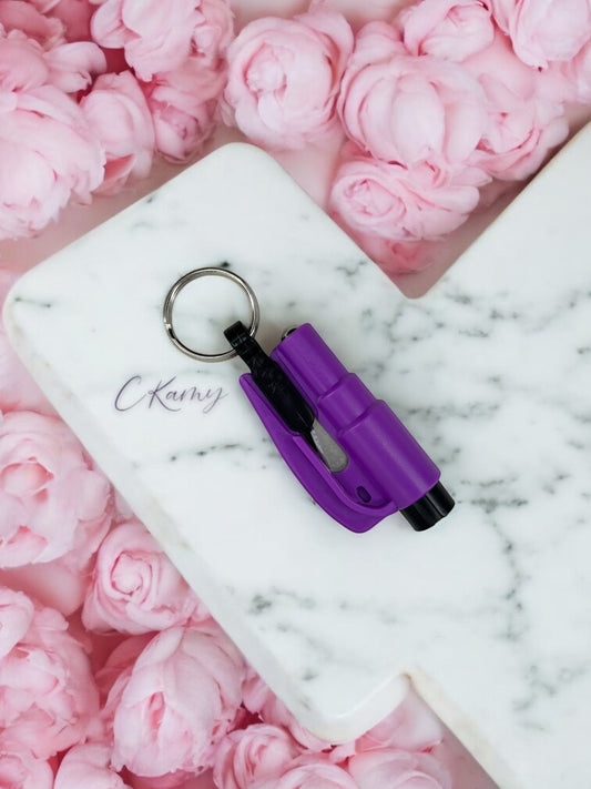 Porte clé brise vitre / coupe ceinture violet