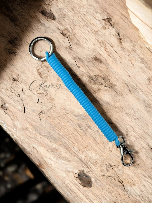 Porte clé câble spirale bleu