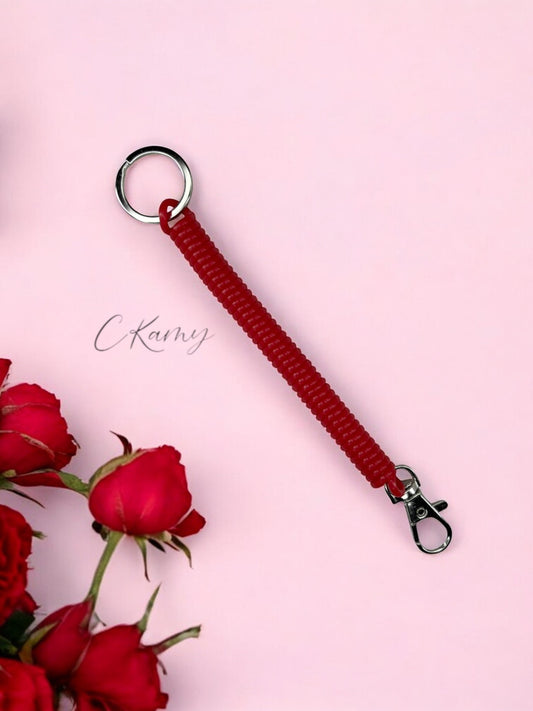 Porte clé câble spirale rouge
