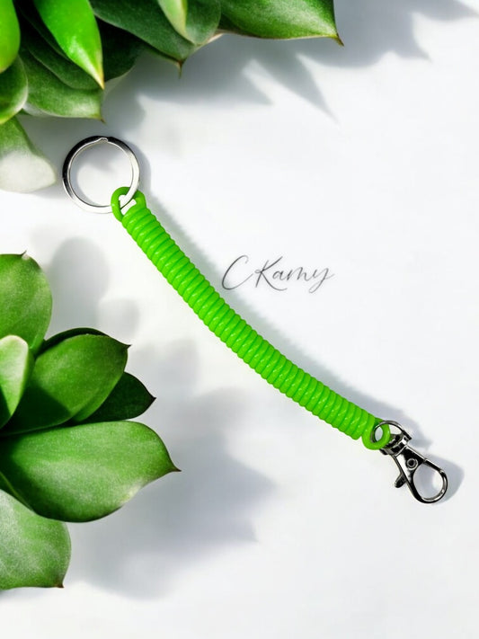 Porte clé câble spirale vert