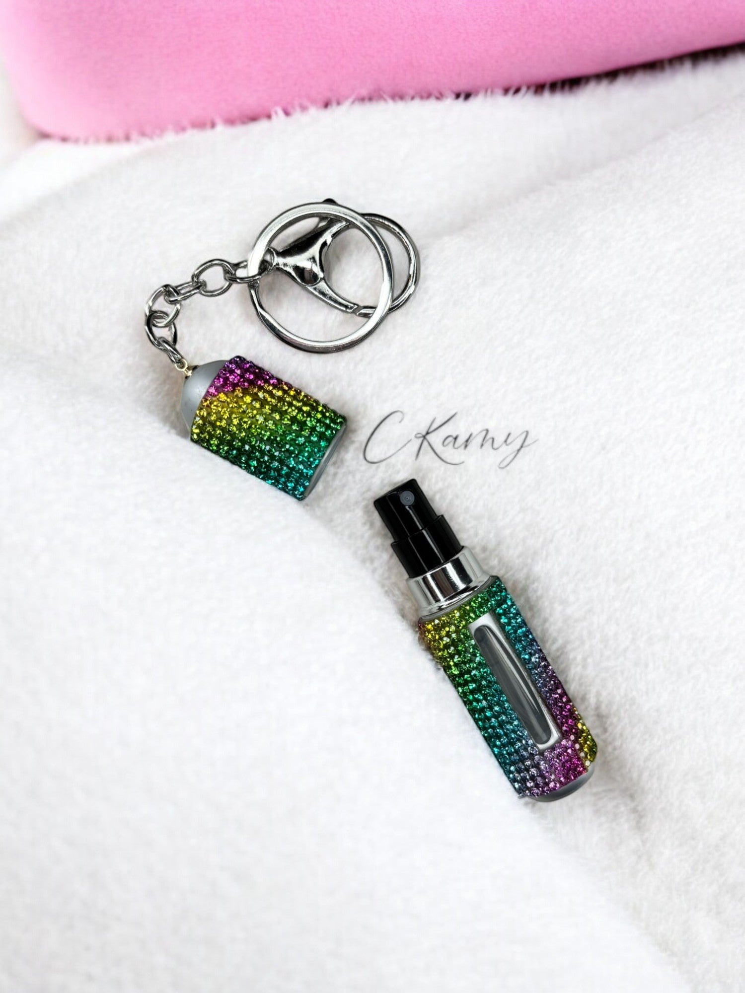 Porte clé contenant pour parfum multicolore
