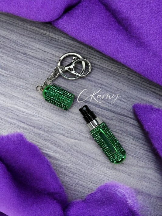 Porte clé contenant pour parfum vert