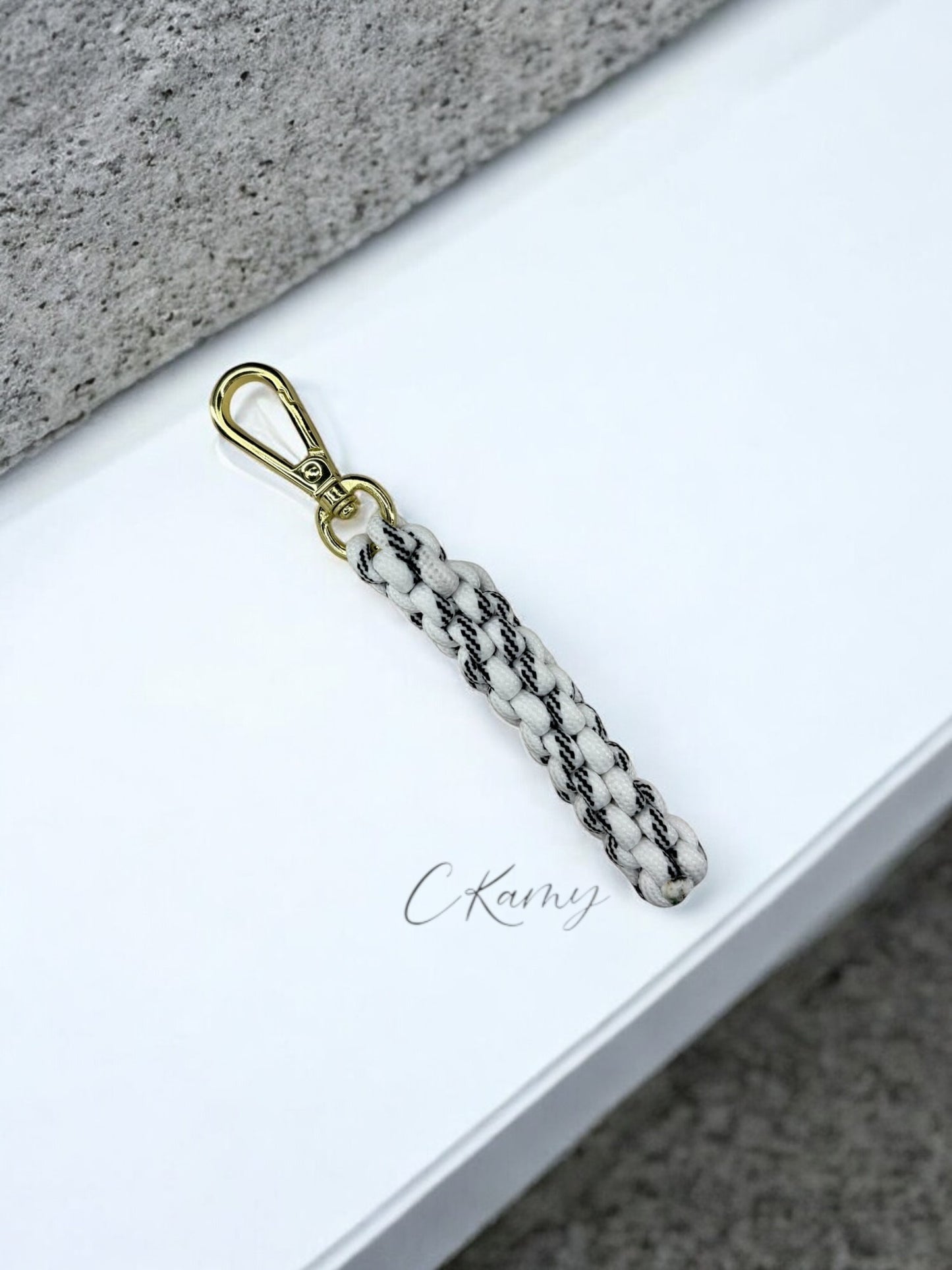 Porte clé corde blanc