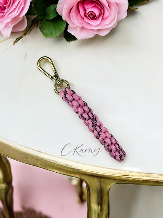 Porte clé corde rose clair