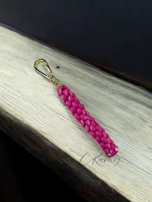 Porte clé corde rose flash