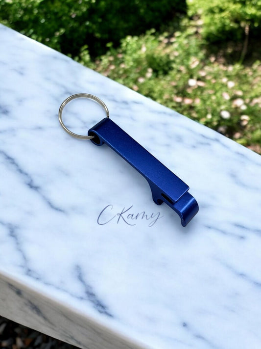 Porte clé décapsuleur bleu foncé