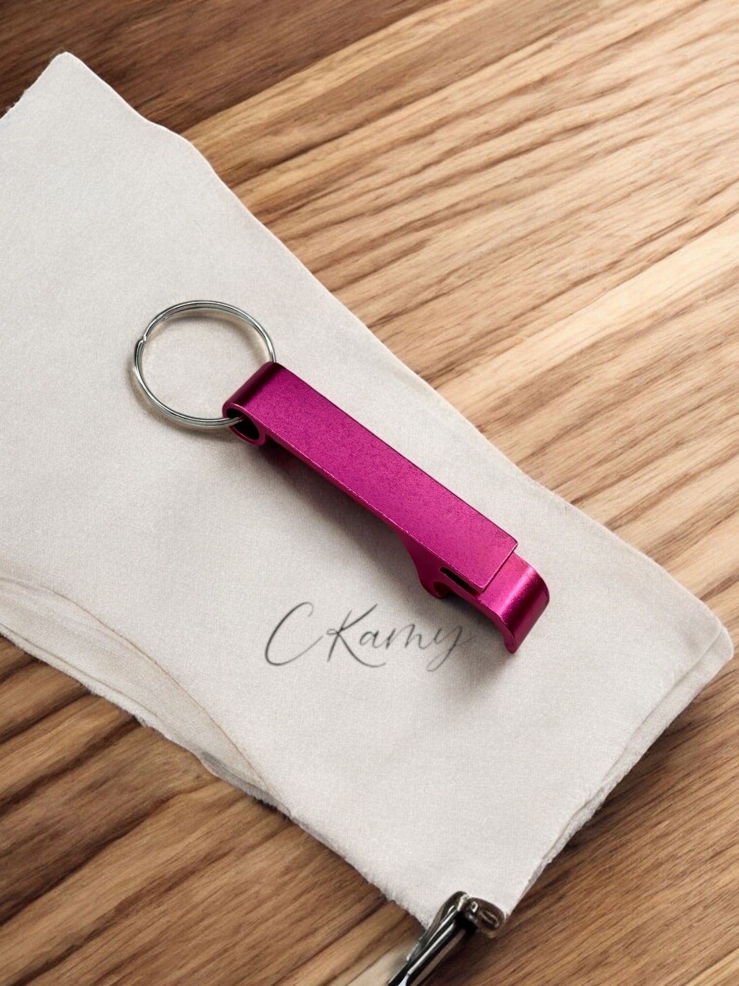 Porte clé décapsuleur rose