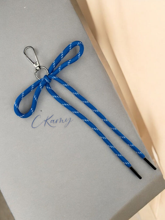 Porte clé lacet noeud bleu