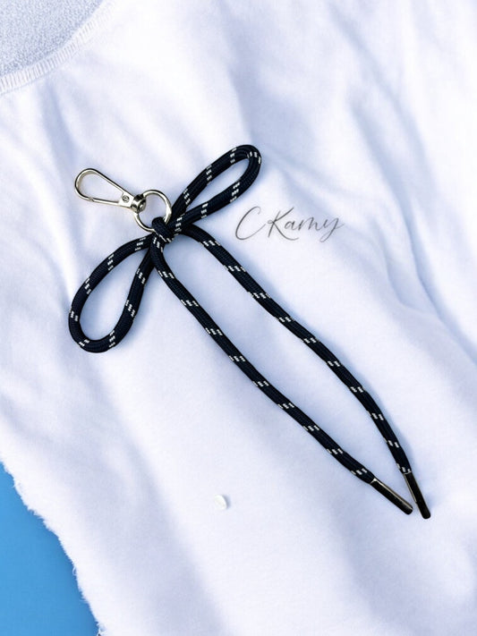 Porte clé lacet noeud bleu marine