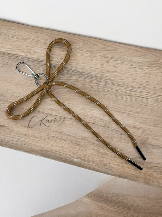 Porte clé lacet noeud marron clair