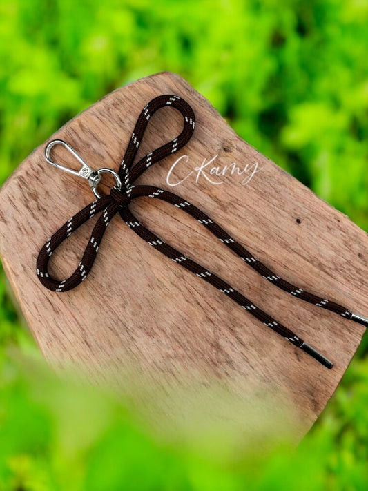 Porte clé lacet noeud marron foncé