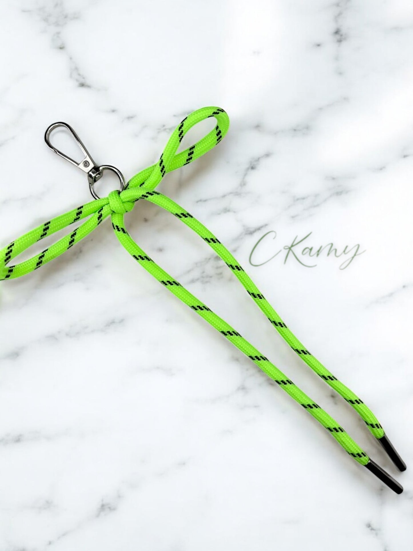 Porte clé lacet noeud vert clair