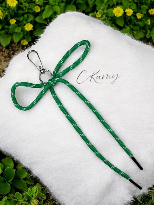 Porte clé lacet noeud vert foncé