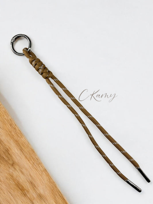 Porte clé lacet noué marron clair