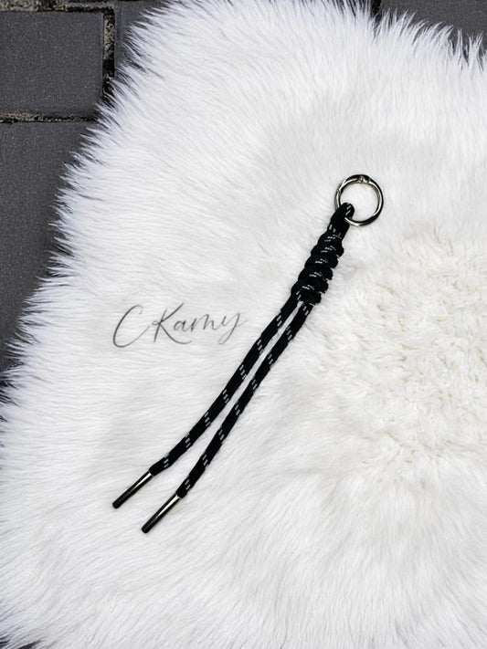 Porte clé lacet noué noir
