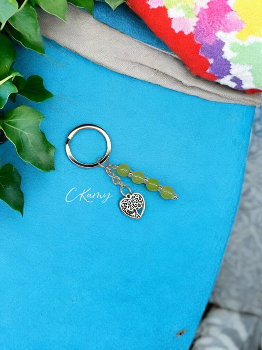 Porte clé personnalisé arbre de vie coeur vert