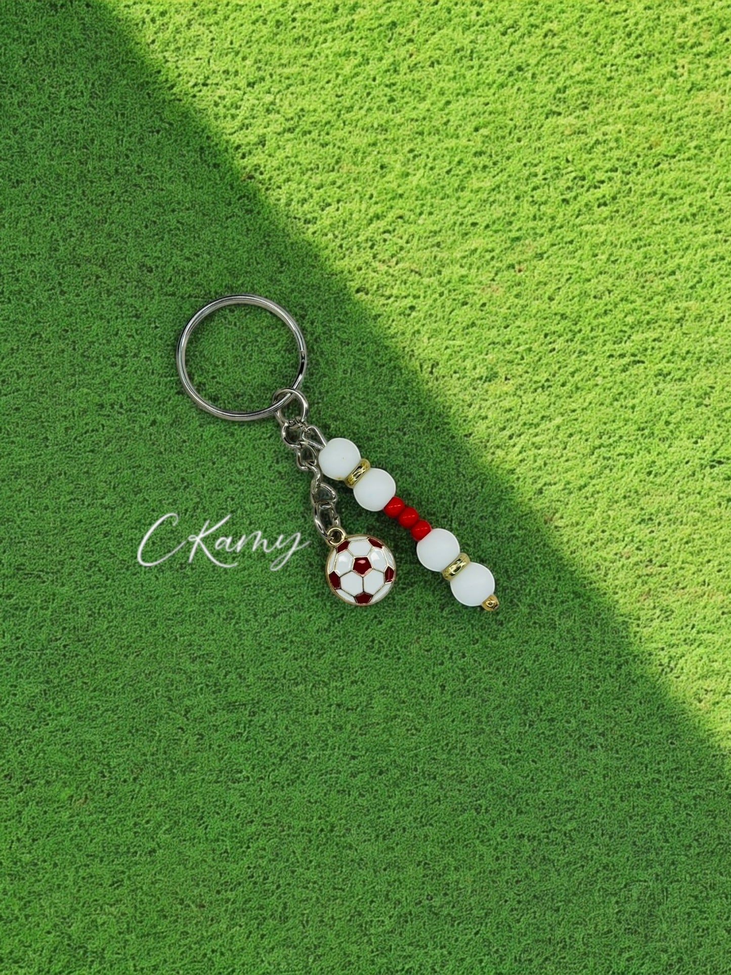Porte clé personnalisé ballon football rouge