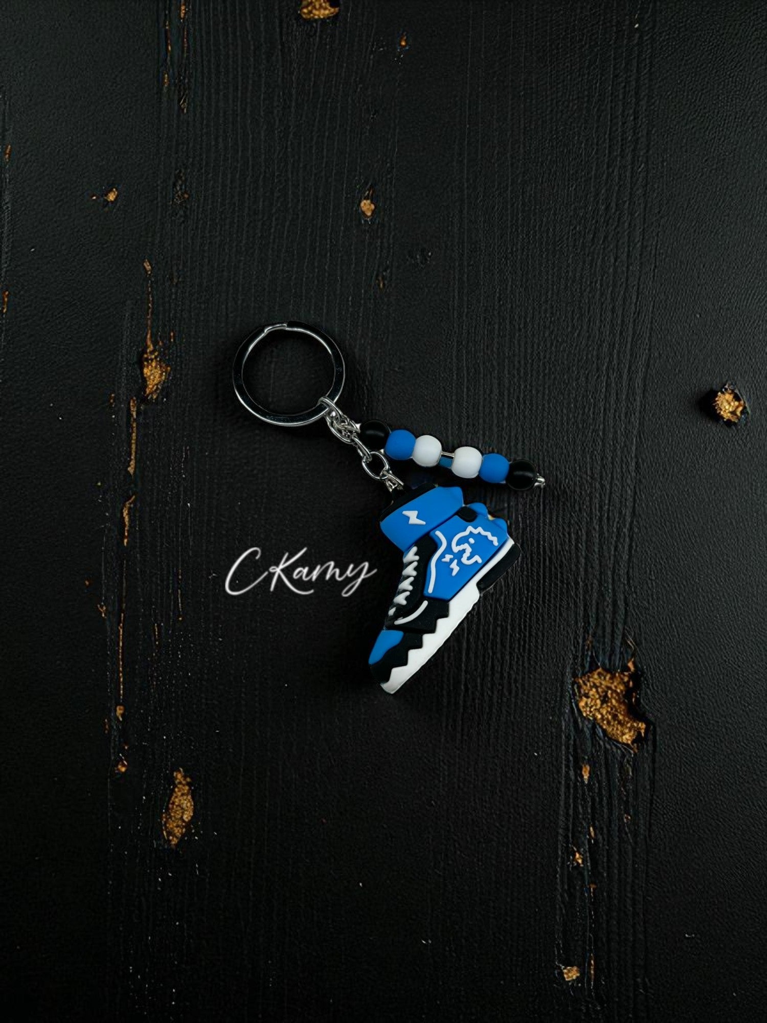 Porte clé personnalisé basket haute bleu