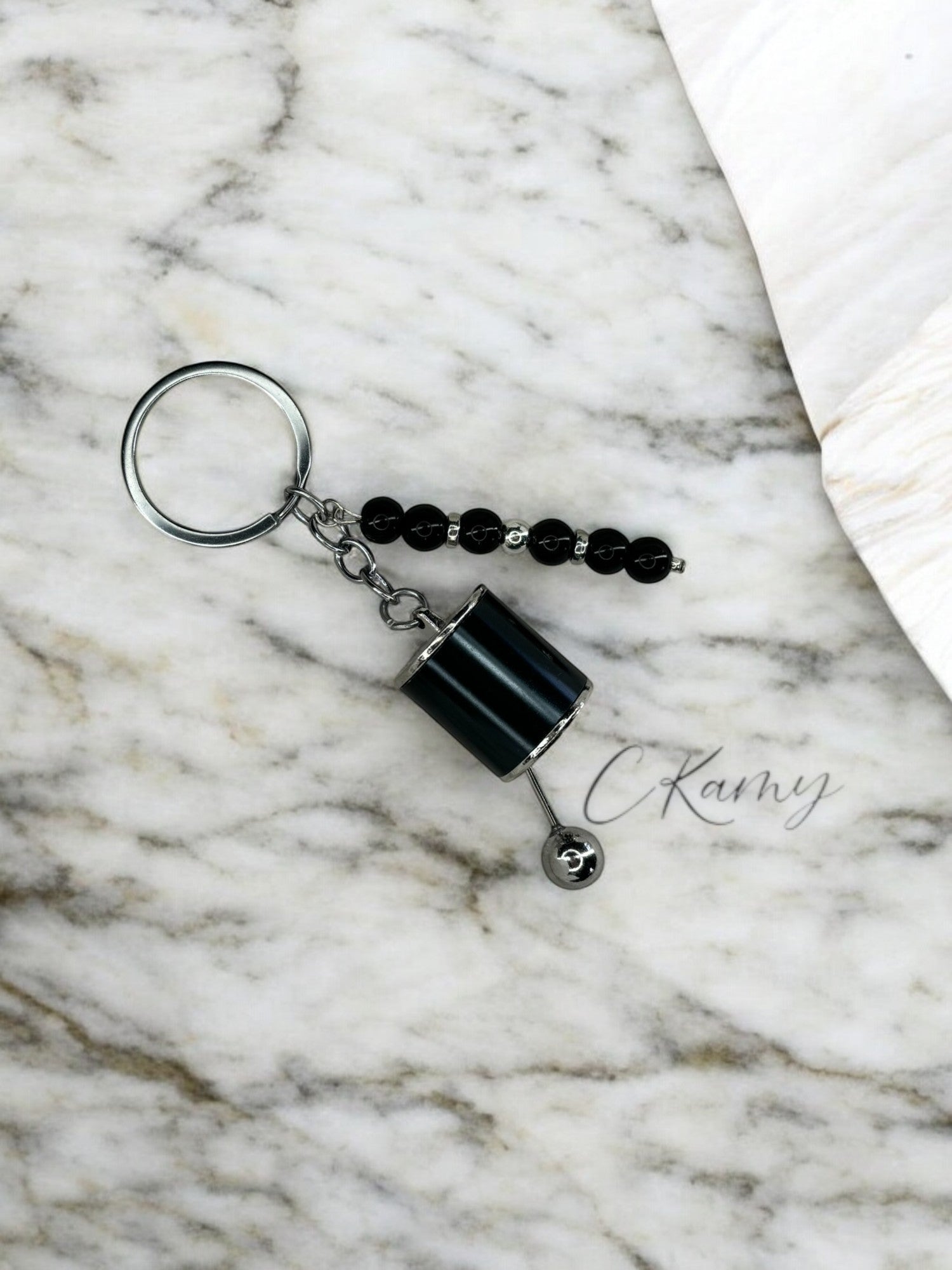 Porte clé personnalisé boîte de vitesse noir
