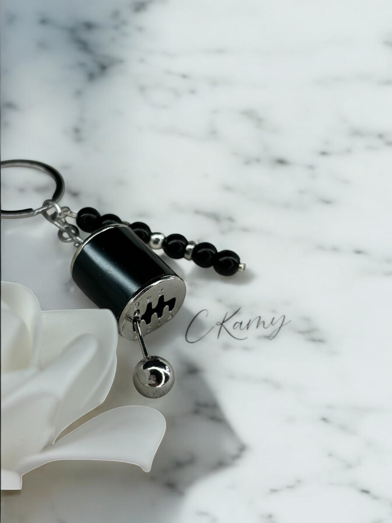 Porte clé personnalisé boîte de vitesse noir