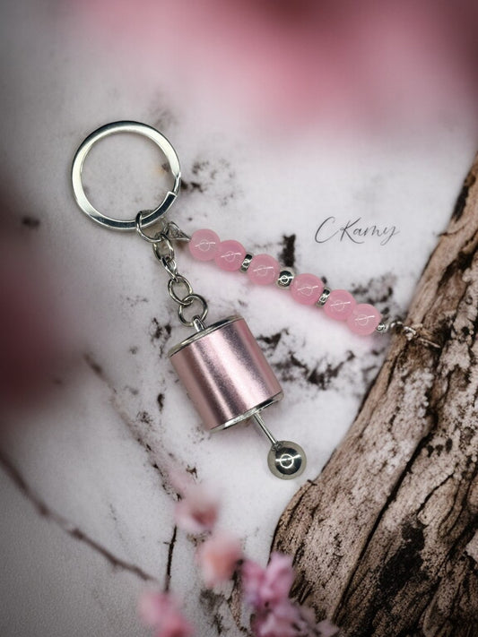 Porte clé personnalisé boîte de vitesse rose