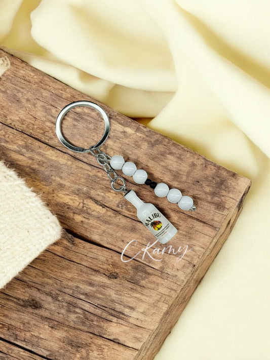 Porte clé personnalisé bouteille malibu anneau rond