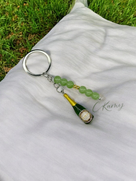 Porte clé personnalisé bouteille prosecco anneau rond