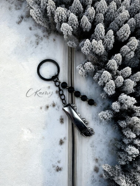 Porte clé personnalisé camion noir argent