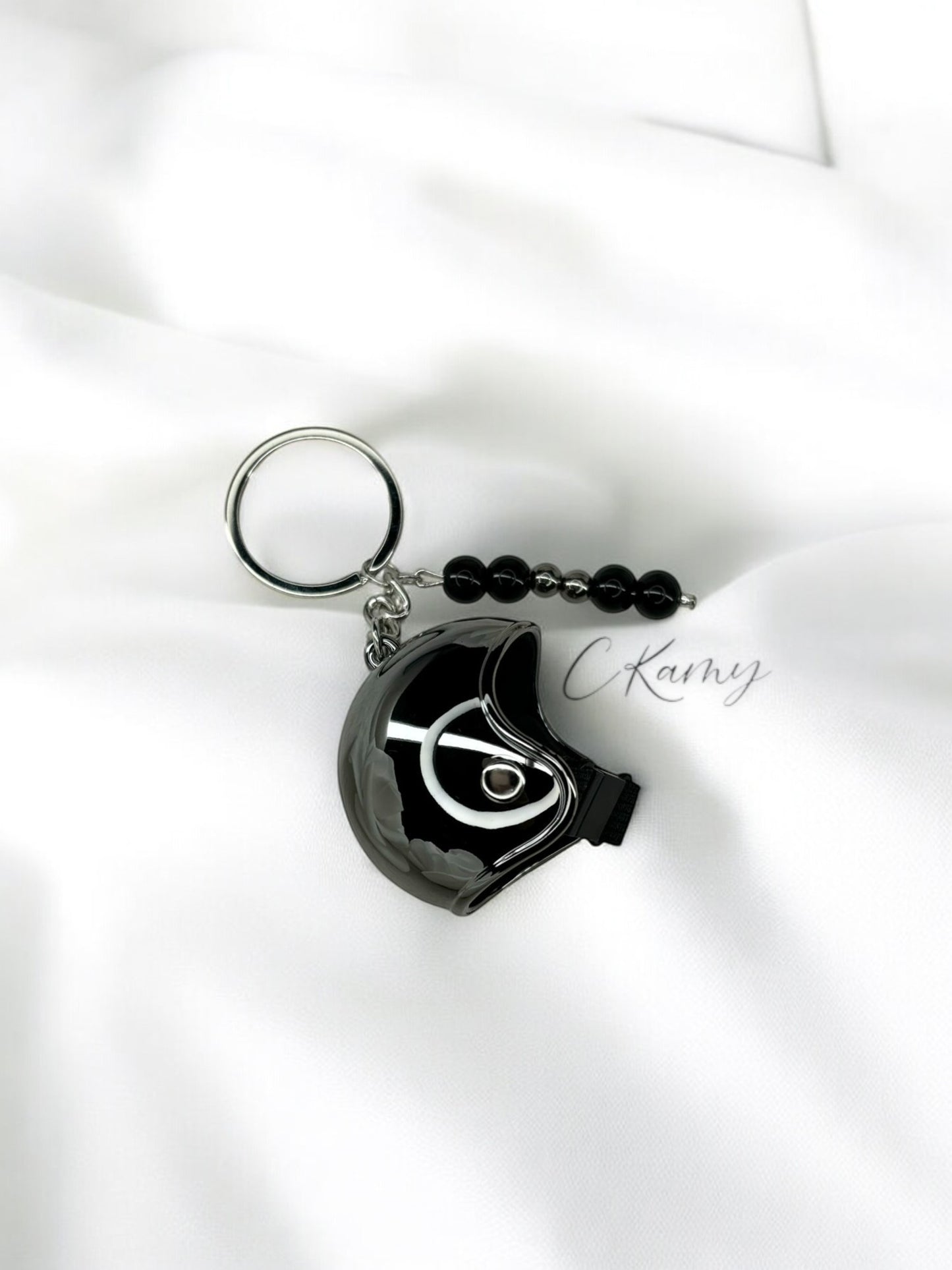 Porte clé personnalisé casque moto noir