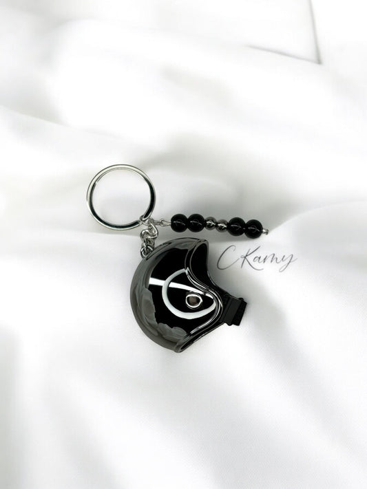 Porte clé personnalisé casque moto noir