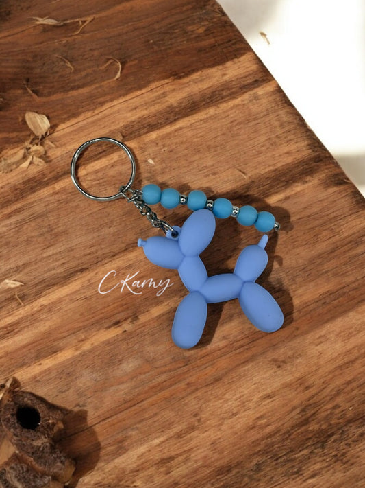 Porte clé personnalisé chien ballon bleu