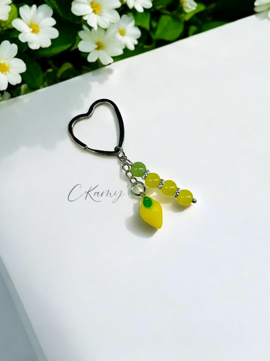 Porte clé personnalisé citron anneau coeur